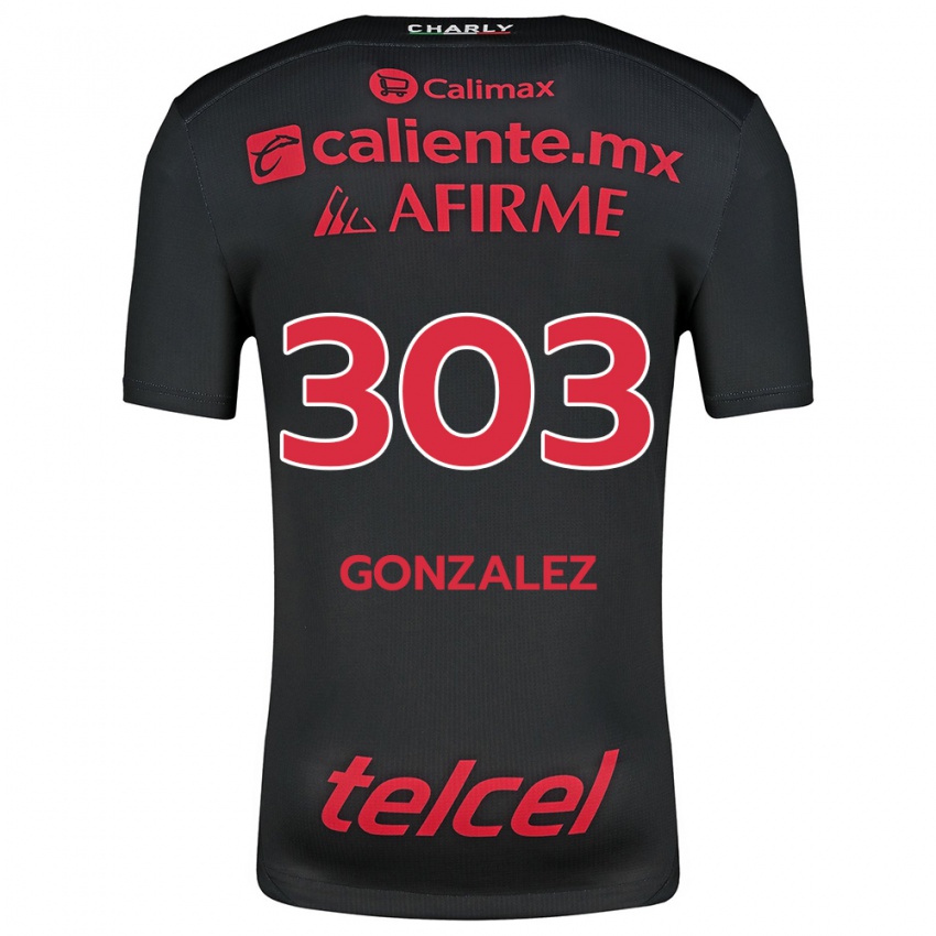 Niño Camiseta Osmar González #303 Negro Rojo 1ª Equipación 2024/25 La Camisa