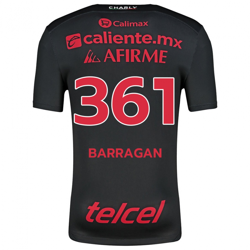 Niño Camiseta Jesús Barragán #361 Negro Rojo 1ª Equipación 2024/25 La Camisa