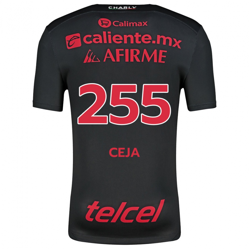 Niño Camiseta Julio Ceja #255 Negro Rojo 1ª Equipación 2024/25 La Camisa