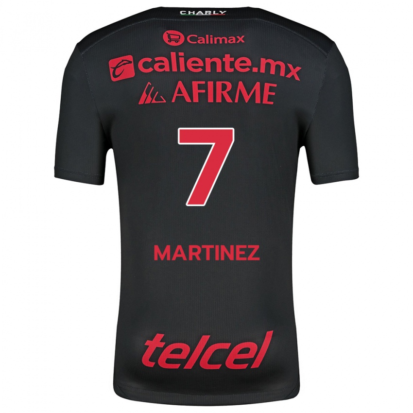 Niño Camiseta Alejandro Martínez #7 Negro Rojo 1ª Equipación 2024/25 La Camisa