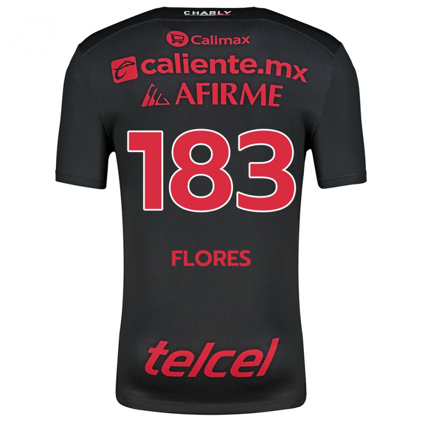 Niño Camiseta Abraham Flores #183 Negro Rojo 1ª Equipación 2024/25 La Camisa