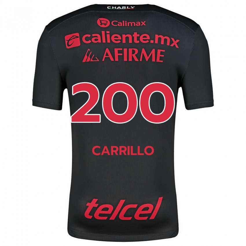 Niño Camiseta Manuel Carrillo #200 Negro Rojo 1ª Equipación 2024/25 La Camisa