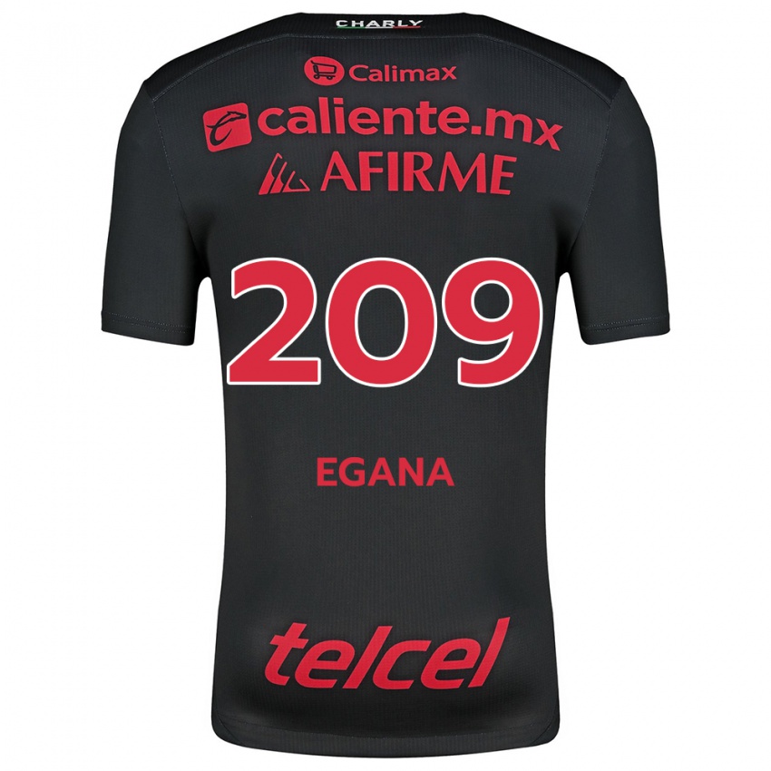 Niño Camiseta Arath Egaña #209 Negro Rojo 1ª Equipación 2024/25 La Camisa