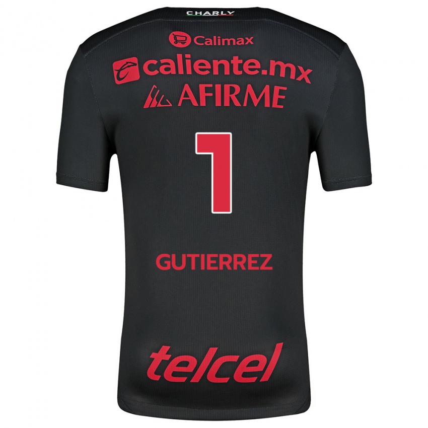 Niño Camiseta Alejandra Gutiérrez #1 Negro Rojo 1ª Equipación 2024/25 La Camisa