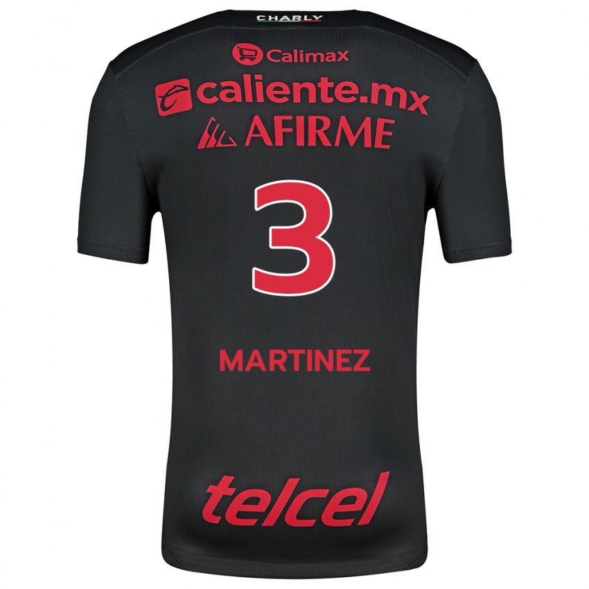 Niño Camiseta Nathaly Martínez #3 Negro Rojo 1ª Equipación 2024/25 La Camisa