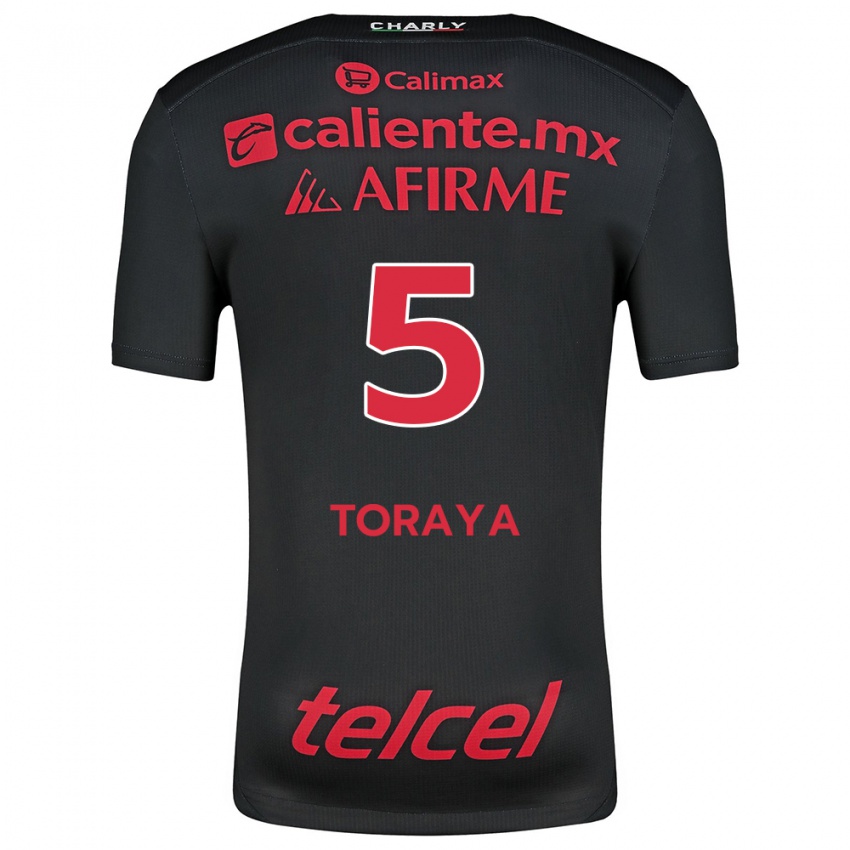 Niño Camiseta Yadira Toraya #5 Negro Rojo 1ª Equipación 2024/25 La Camisa