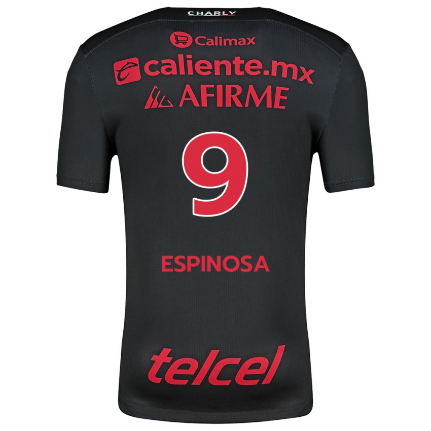 Niño Camiseta Daniela Espinosa #9 Negro Rojo 1ª Equipación 2024/25 La Camisa