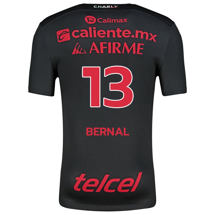 Niño Camiseta Mayra Pelayo-Bernal #13 Negro Rojo 1ª Equipación 2024/25 La Camisa