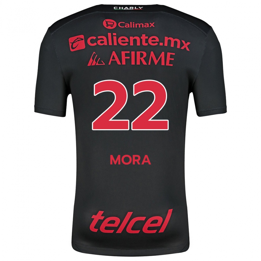 Niño Camiseta Bianca Mora #22 Negro Rojo 1ª Equipación 2024/25 La Camisa