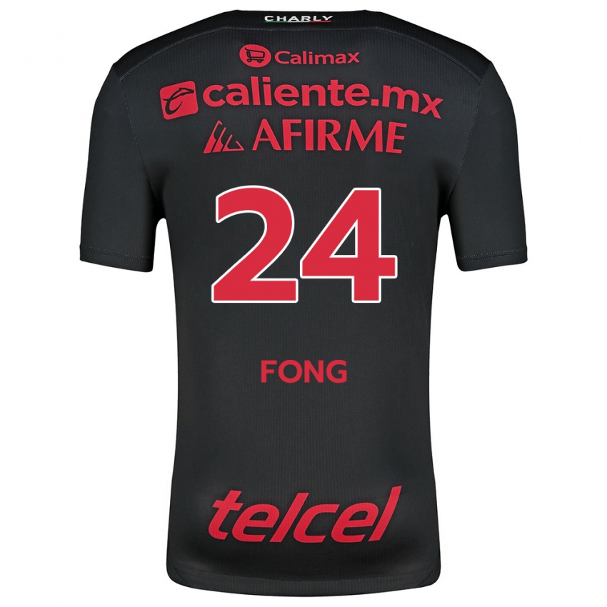 Niño Camiseta Michel Fong #24 Negro Rojo 1ª Equipación 2024/25 La Camisa