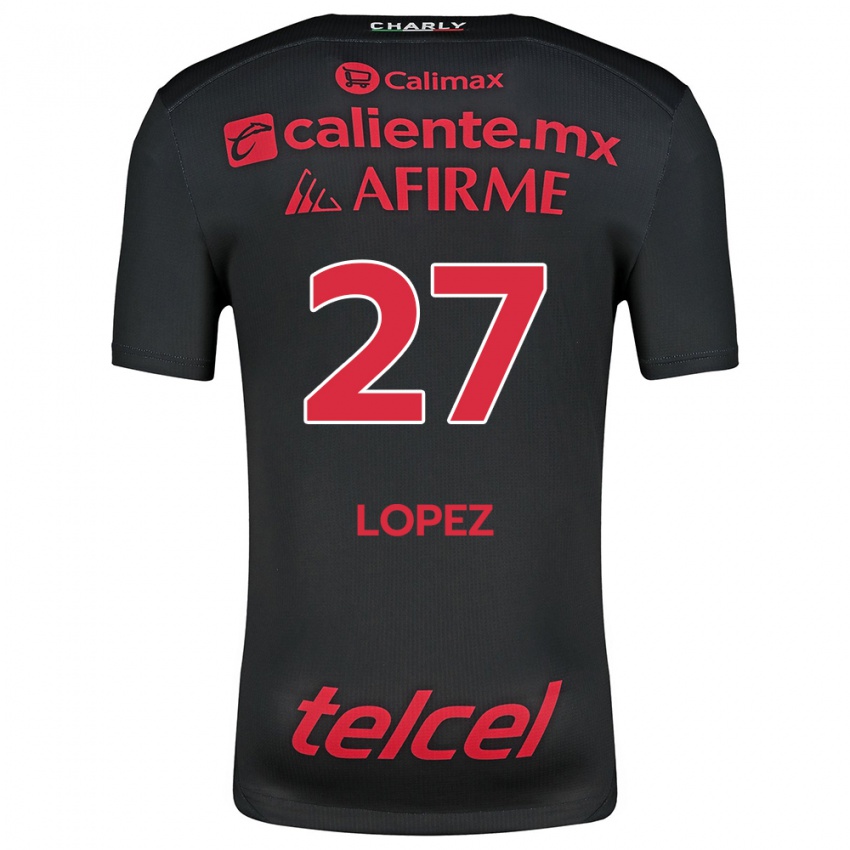 Niño Camiseta Victoria López #27 Negro Rojo 1ª Equipación 2024/25 La Camisa