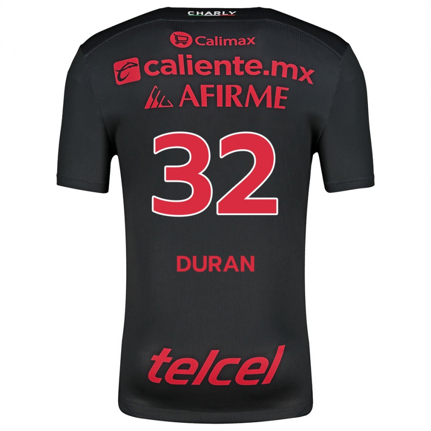 Niño Camiseta Ailed Duran #32 Negro Rojo 1ª Equipación 2024/25 La Camisa