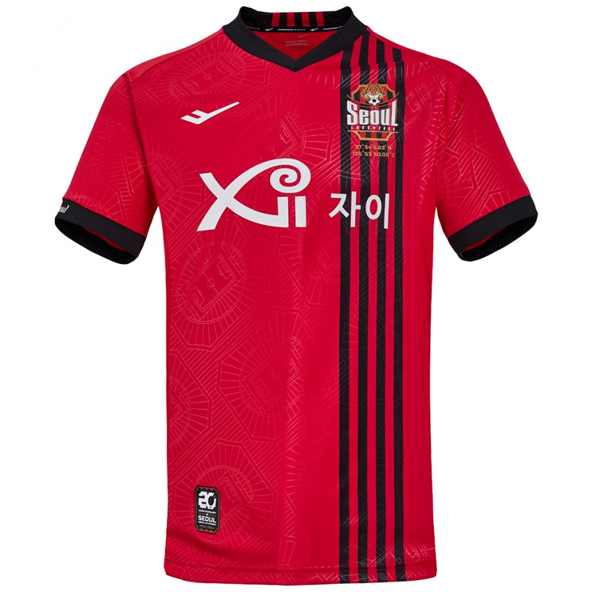 Niño Camiseta Jun Choi #16 Negro Rojo 1ª Equipación 2024/25 La Camisa