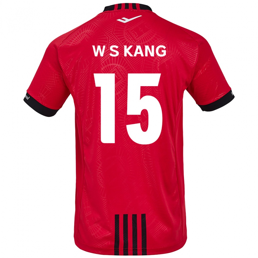 Niño Camiseta Sang-Woo Kang #15 Negro Rojo 1ª Equipación 2024/25 La Camisa