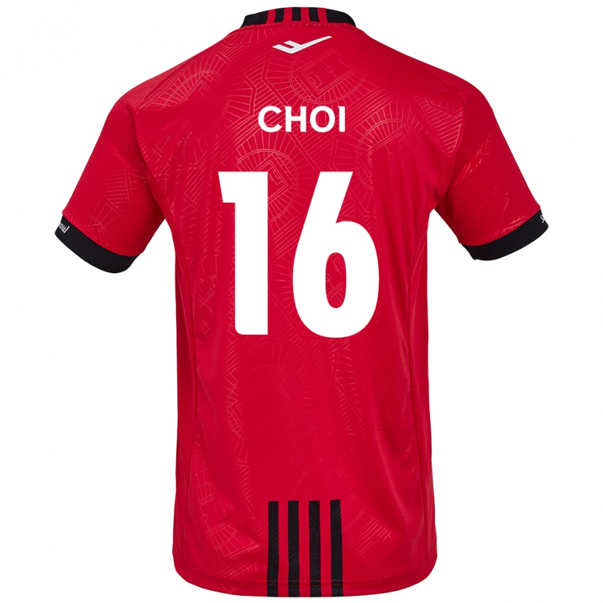 Niño Camiseta Jun Choi #16 Negro Rojo 1ª Equipación 2024/25 La Camisa