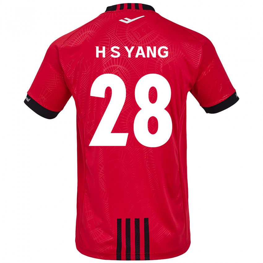 Niño Camiseta Seung-Hyeon Yang #28 Negro Rojo 1ª Equipación 2024/25 La Camisa