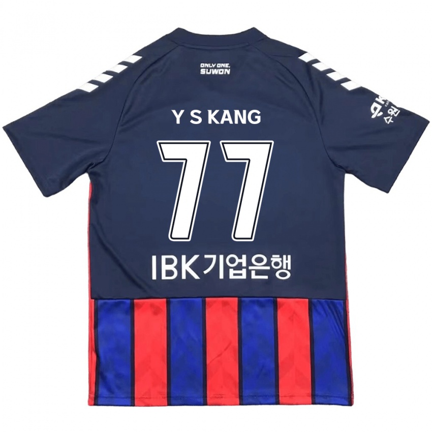 Niño Camiseta Sang-Yun Kang #77 Azul Rojo 1ª Equipación 2024/25 La Camisa