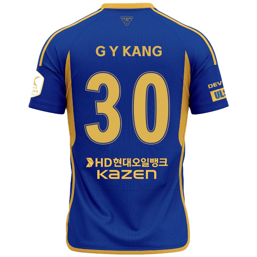 Niño Camiseta Yun-Gu Kang #30 Azul Amarillo 1ª Equipación 2024/25 La Camisa