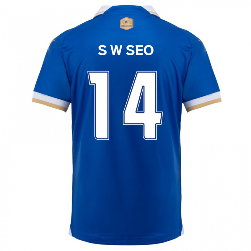 Niño Camiseta Woo-Seong Seo #14 Azul Blanco 1ª Equipación 2024/25 La Camisa