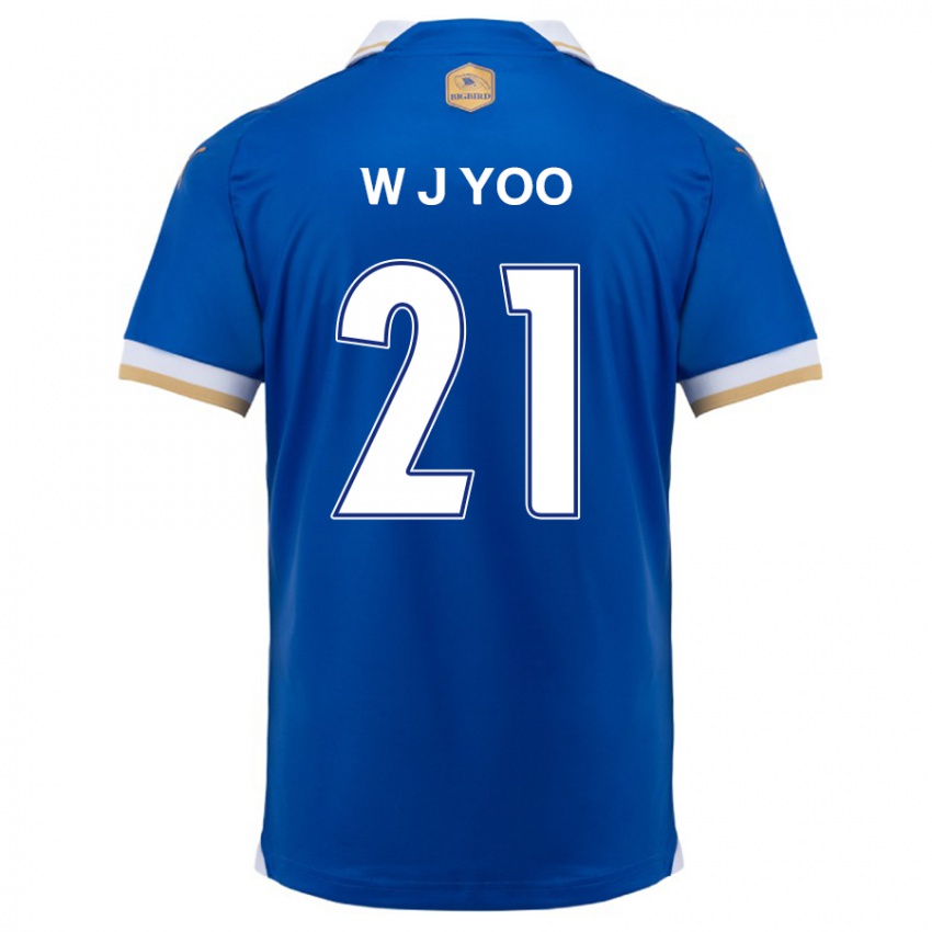 Niño Camiseta Jin-Wook Yoo #21 Azul Blanco 1ª Equipación 2024/25 La Camisa