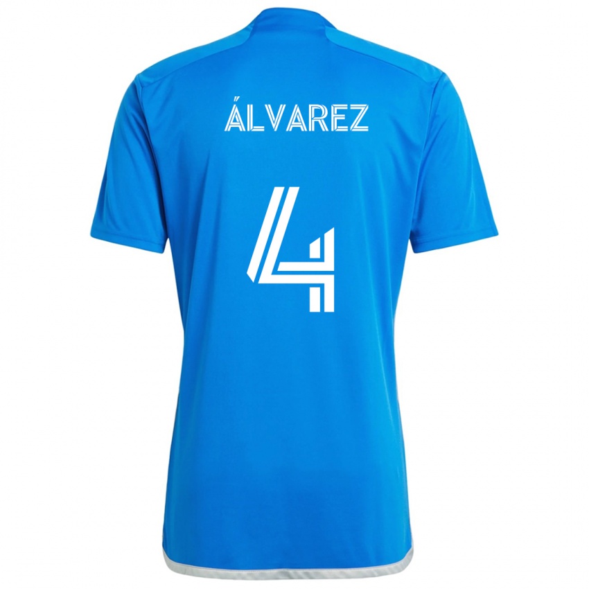 Niño Camiseta Fernando Álvarez #4 Azul Blanco 1ª Equipación 2024/25 La Camisa