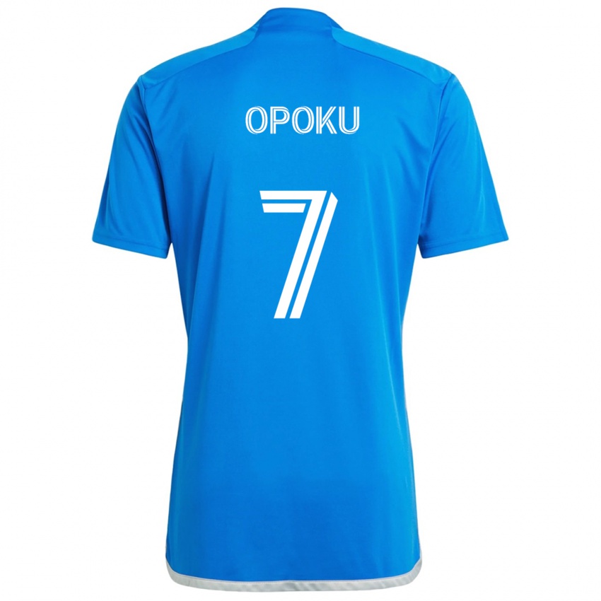 Niño Camiseta Kwadwo Opoku #7 Azul Blanco 1ª Equipación 2024/25 La Camisa