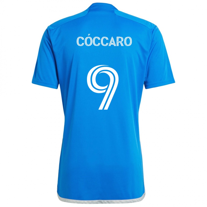 Niño Camiseta Matías Cóccaro #9 Azul Blanco 1ª Equipación 2024/25 La Camisa