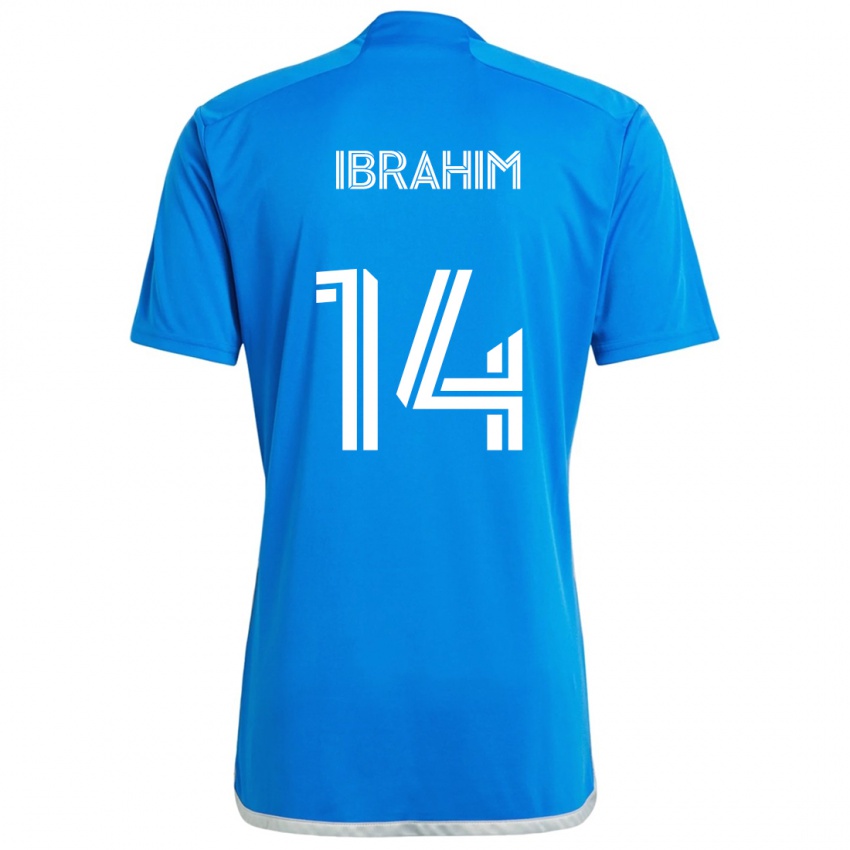 Niño Camiseta Sunusi Ibrahim #14 Azul Blanco 1ª Equipación 2024/25 La Camisa