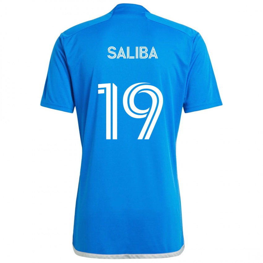 Niño Camiseta Nathan-Dylan Saliba #19 Azul Blanco 1ª Equipación 2024/25 La Camisa