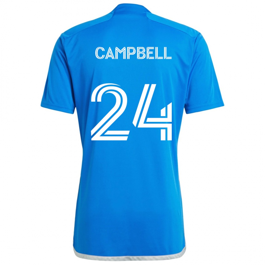 Niño Camiseta George Campbell #24 Azul Blanco 1ª Equipación 2024/25 La Camisa