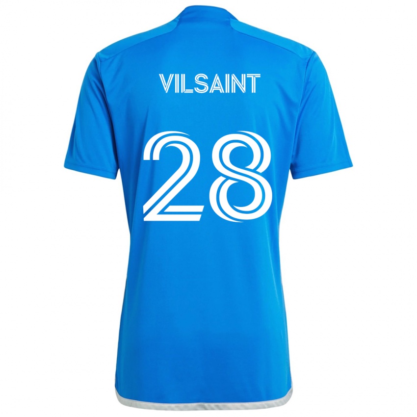 Niño Camiseta Jules-Anthony Vilsaint #28 Azul Blanco 1ª Equipación 2024/25 La Camisa