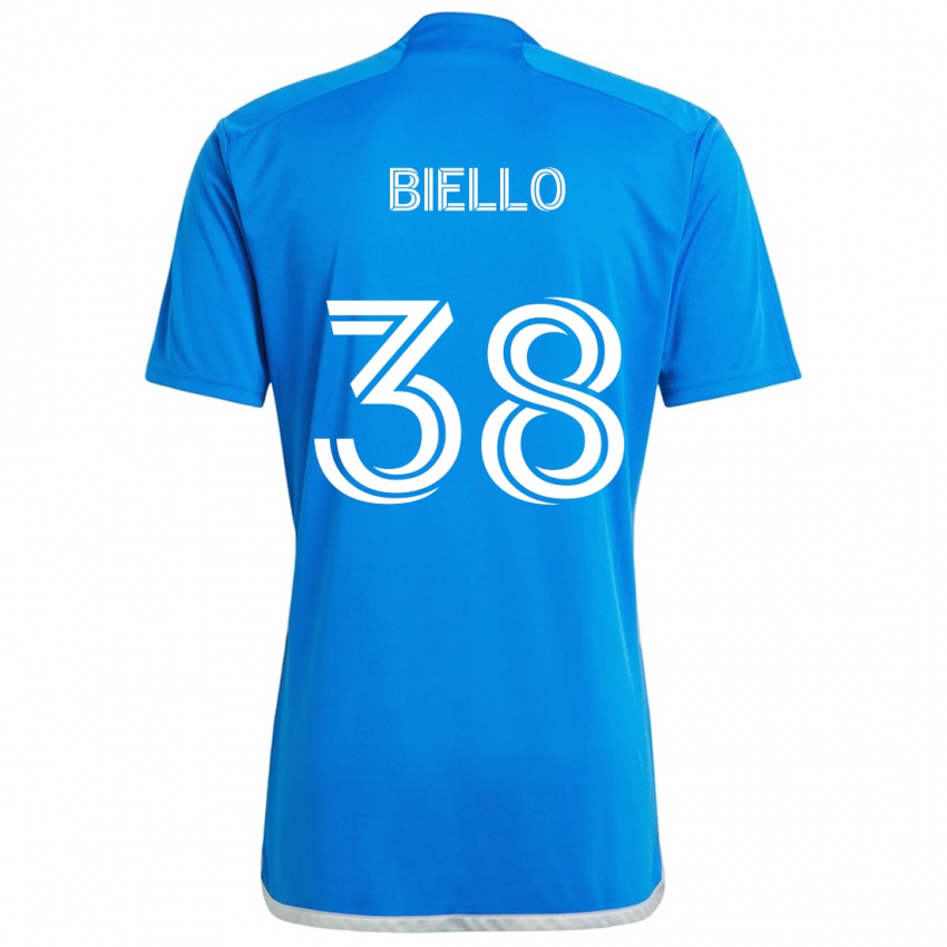 Niño Camiseta Alessandro Biello #38 Azul Blanco 1ª Equipación 2024/25 La Camisa