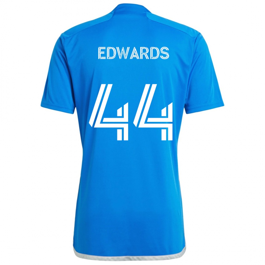 Niño Camiseta Raheem Edwards #44 Azul Blanco 1ª Equipación 2024/25 La Camisa