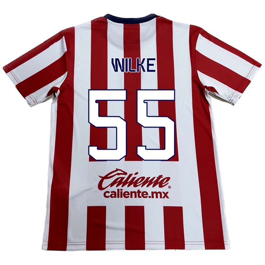 Niño Camiseta Teun Wilke #55 Rojo Blanco 1ª Equipación 2024/25 La Camisa