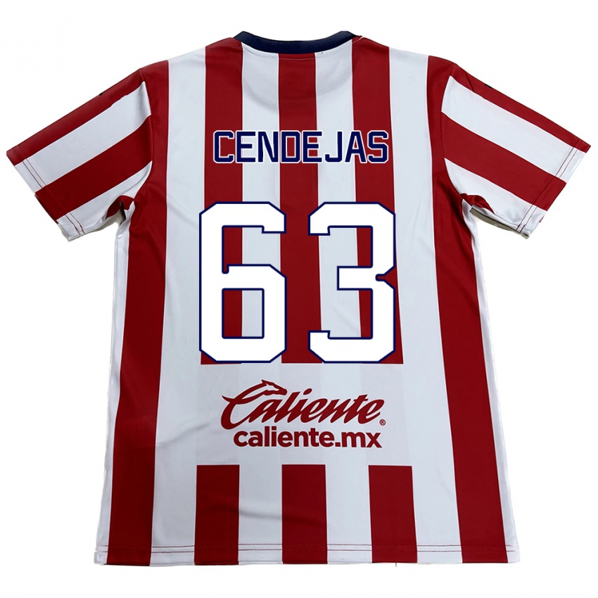 Niño Camiseta Matías Cendejas #63 Rojo Blanco 1ª Equipación 2024/25 La Camisa