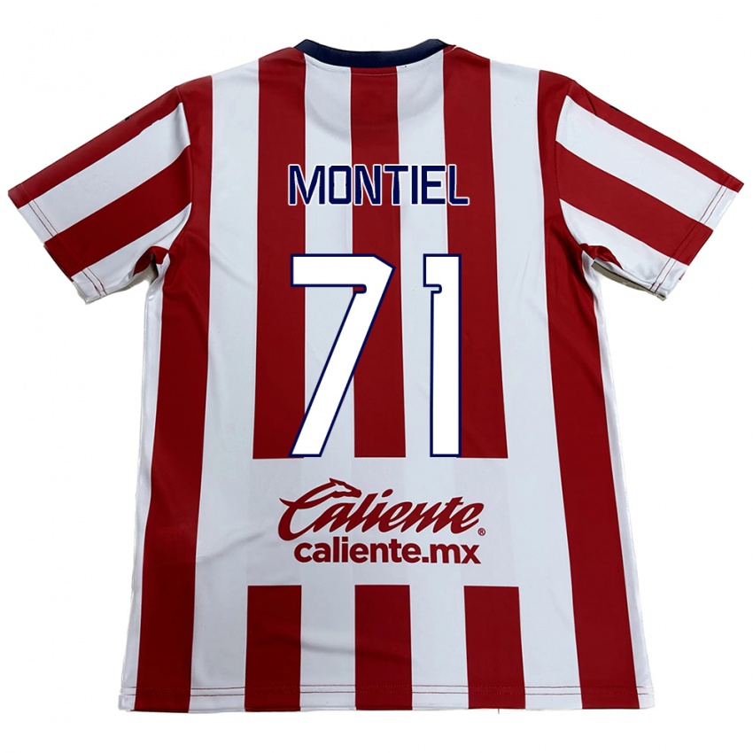 Niño Camiseta Erick Montiel #71 Rojo Blanco 1ª Equipación 2024/25 La Camisa