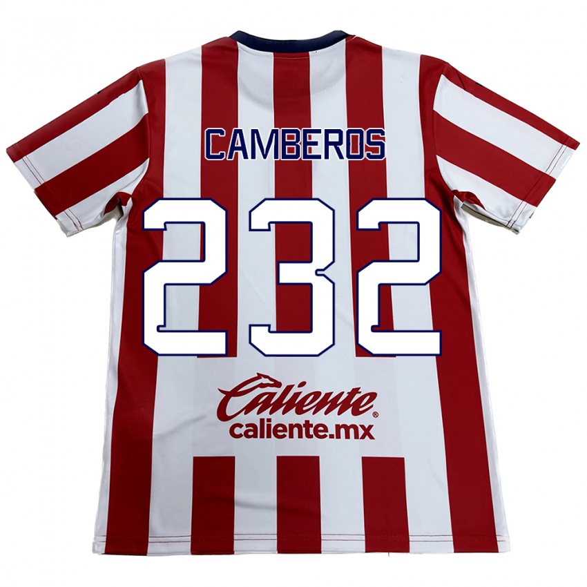 Niño Camiseta Hugo Camberos #232 Rojo Blanco 1ª Equipación 2024/25 La Camisa