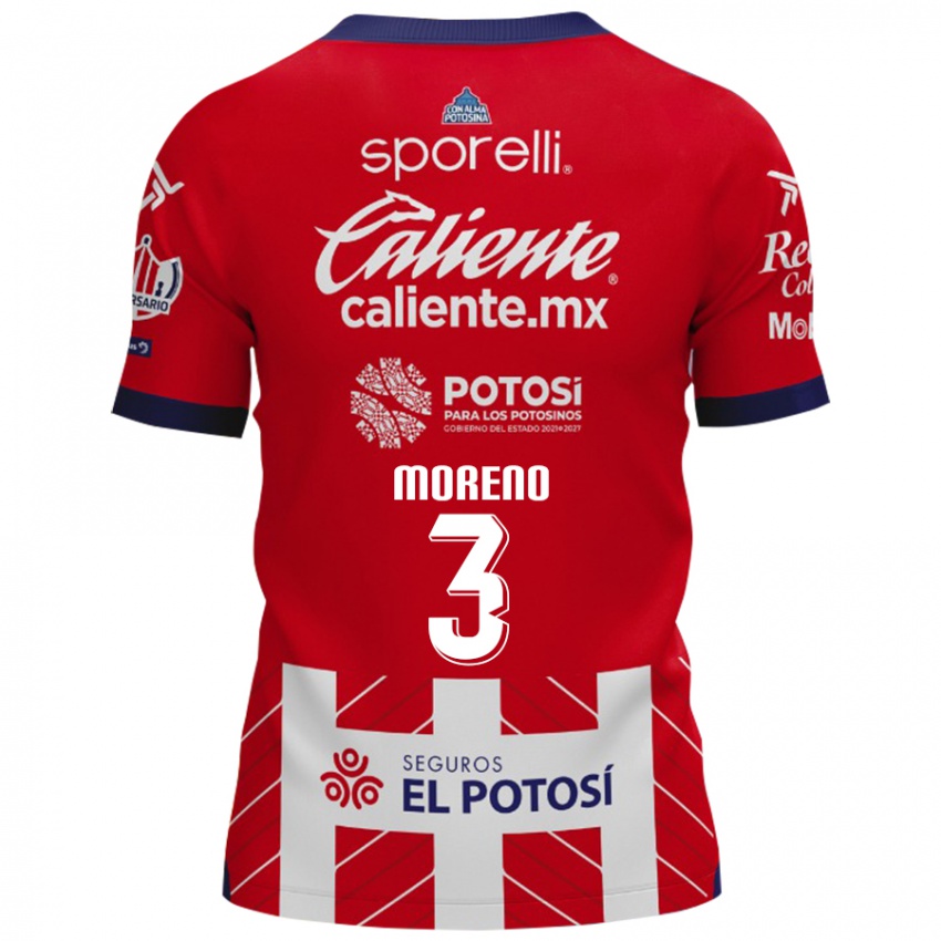 Niño Camiseta Iker Moreno #3 Rojo Blanco 1ª Equipación 2024/25 La Camisa