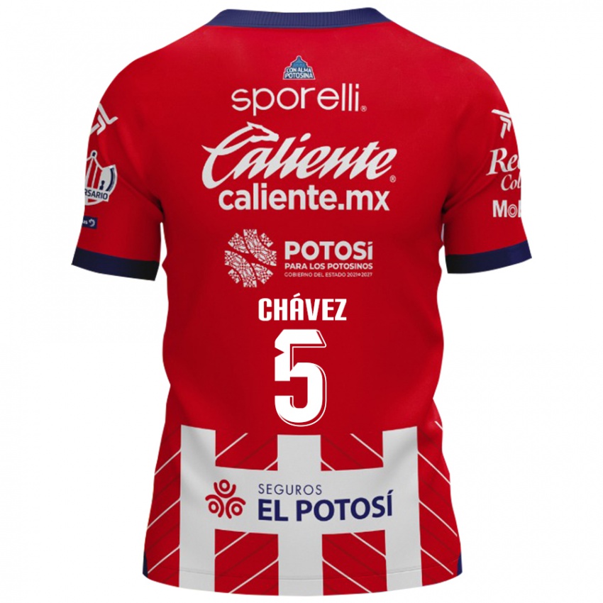 Niño Camiseta Ricardo Chávez #5 Rojo Blanco 1ª Equipación 2024/25 La Camisa