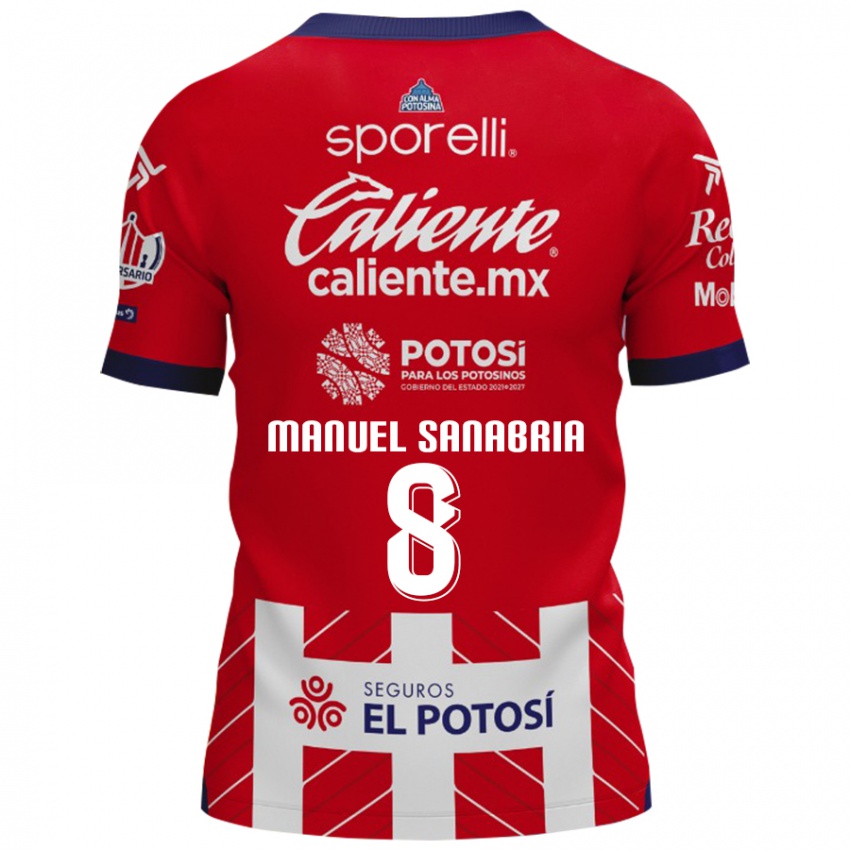 Niño Camiseta Juan Manuel Sanabria #8 Rojo Blanco 1ª Equipación 2024/25 La Camisa