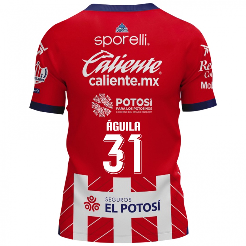 Niño Camiseta Eduardo Águila #31 Rojo Blanco 1ª Equipación 2024/25 La Camisa