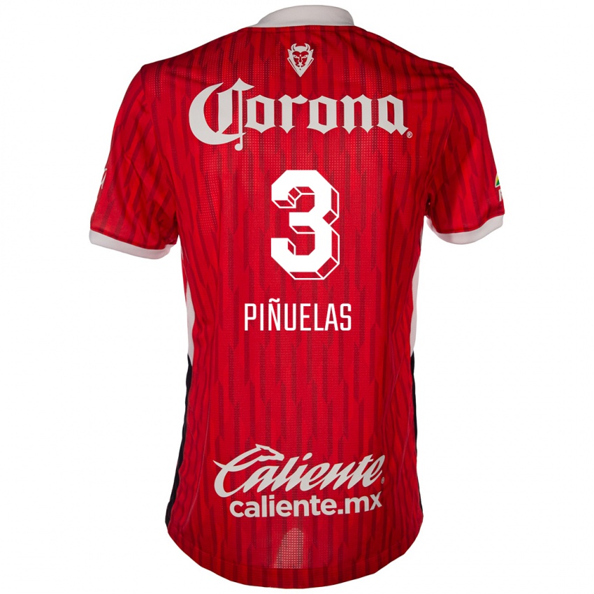 Niño Camiseta Fernando Piñuelas #3 Rojo Blanco 1ª Equipación 2024/25 La Camisa