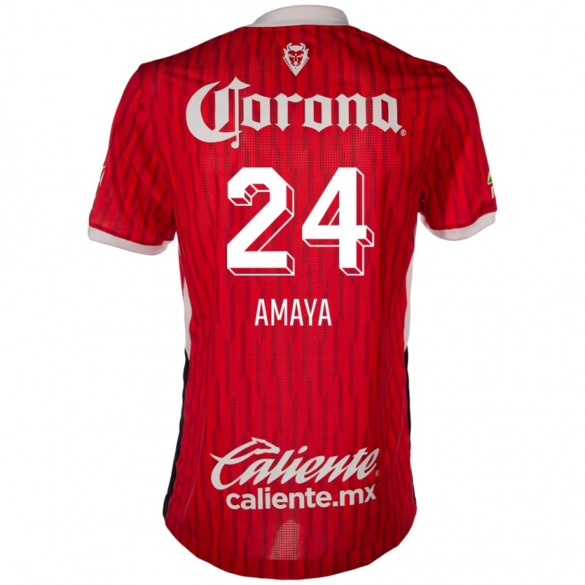 Niño Camiseta Frankie Amaya #24 Rojo Blanco 1ª Equipación 2024/25 La Camisa