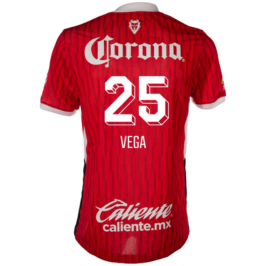 Niño Camiseta Alexis Vega #25 Rojo Blanco 1ª Equipación 2024/25 La Camisa