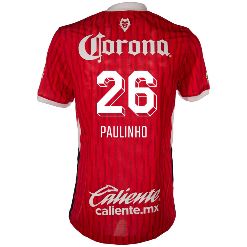 Niño Camiseta Paulinho #26 Rojo Blanco 1ª Equipación 2024/25 La Camisa