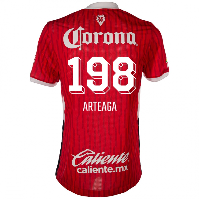 Niño Camiseta Víctor Arteaga #198 Rojo Blanco 1ª Equipación 2024/25 La Camisa