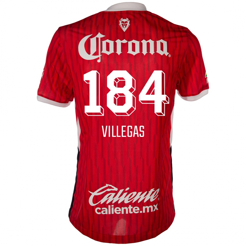 Niño Camiseta Abraham Villegas #184 Rojo Blanco 1ª Equipación 2024/25 La Camisa