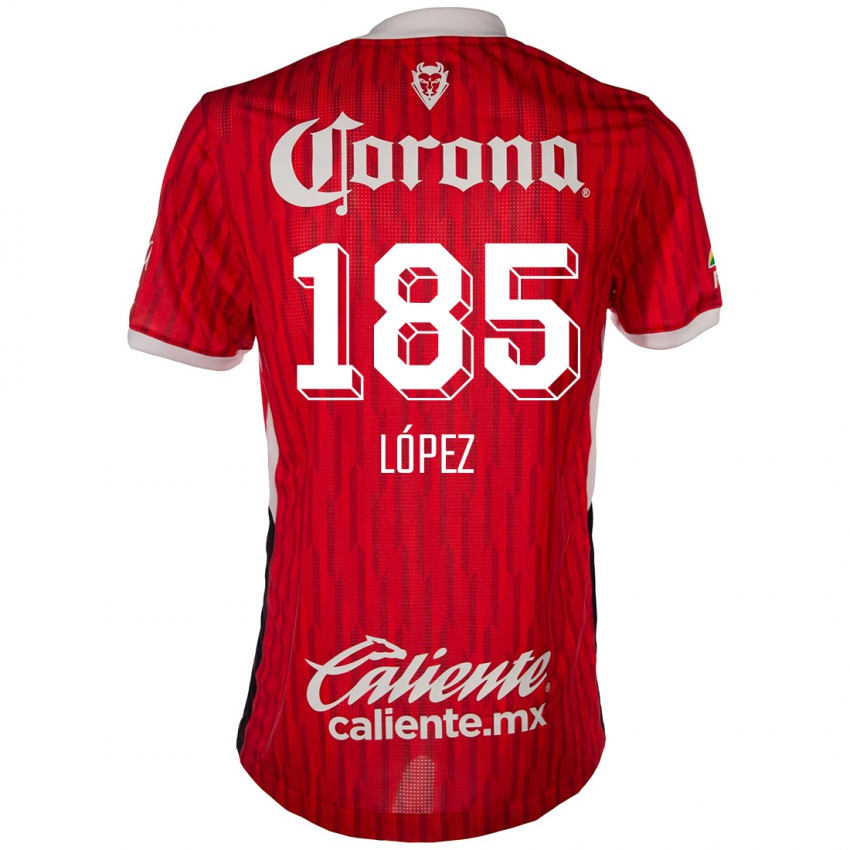 Niño Camiseta David López #185 Rojo Blanco 1ª Equipación 2024/25 La Camisa