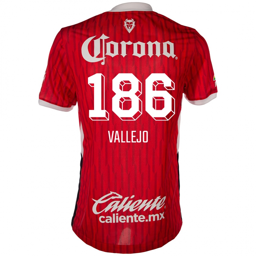 Niño Camiseta Saúl Vallejo #186 Rojo Blanco 1ª Equipación 2024/25 La Camisa