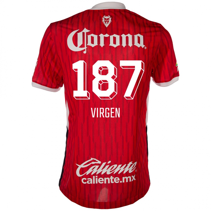 Niño Camiseta Oswaldo Virgen #187 Rojo Blanco 1ª Equipación 2024/25 La Camisa